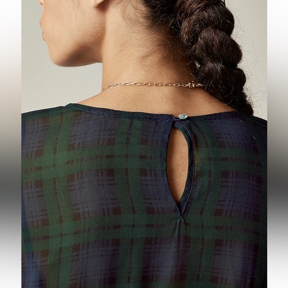 J crew Chiffon shirred-waist top in Black Watch tartan in
Cooper Green Blue sz 0 - Picture 3 of 12